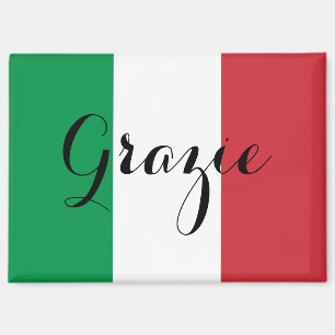 Italiaanse Vlag Elegante kalligrafie Grazie Magneet
