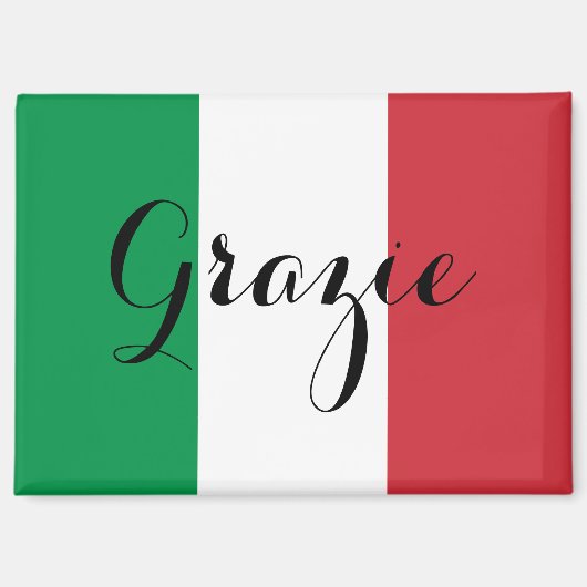 Italiaanse vlag Elegante kalligrafie Grazie Magneet (Voorkant)