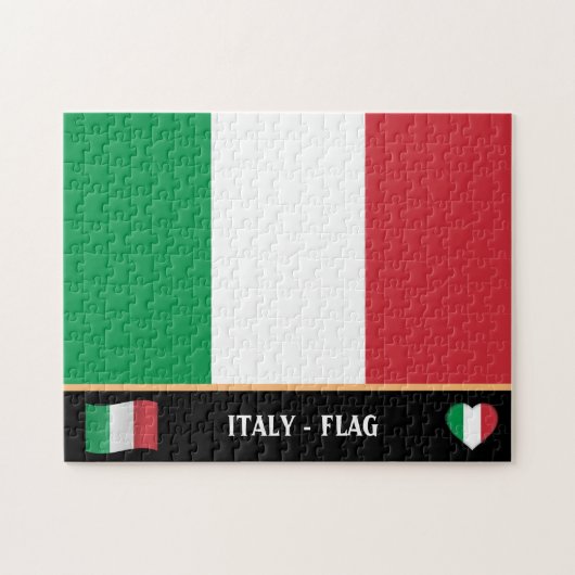 Italiaanse vlag en Italiaans land/Italië Legpuzzel (Horizontaal)