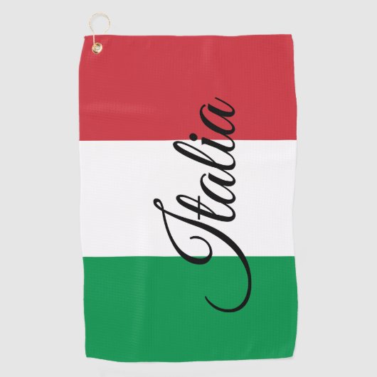 Italiaanse vlag en Italiaanse golfvakantie/sport I Golfhanddoek (Voorkant)