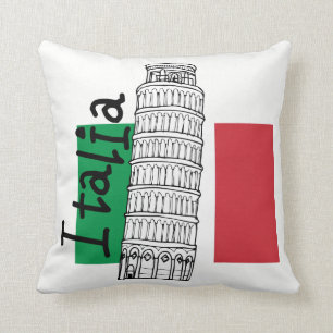 Italiaanse vlag en toontoren van Pisa Kussen