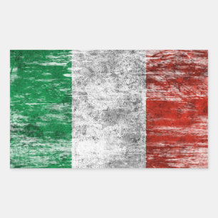 Italiaanse vlag, gesneden en versleten rechthoekige sticker