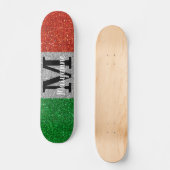 Italiaanse Vlag Glitter Sparkly Monogrammed Skateboard (Voorkant)
