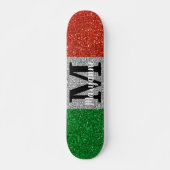 Italiaanse Vlag Glitter Sparkly Monogrammed Skateboard (Voorkant)