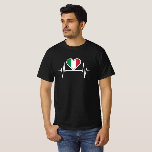 Italiaanse vlag: hartslag t-shirt (Voorkant volledig)
