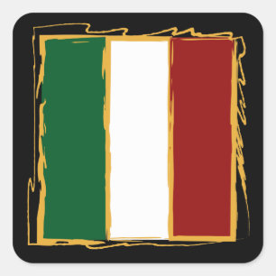 Italiaanse vlag in Abstracte krabbel Vierkante Sticker