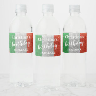 Italiaanse Vlag Italië Glitter Verjaardagsfeest Br Waterfles Etiket