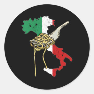 Italiaanse vlag Italië Kaart Spaghetti Pasta Itali Ronde Sticker