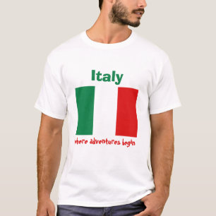 Italiaanse vlag + kaart + tekst T-shirt