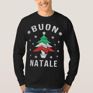 Italiaanse Vlag Kerstboom Buon Natale T-shirt
