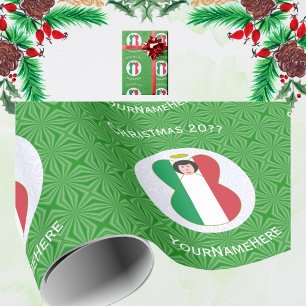 Italiaanse Vlag Kerstengel Persoonlijk Geschenk Cadeaupapier