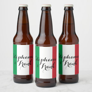 Italiaanse vlag kleuren bruiloft bier etiket