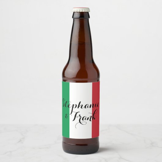 Italiaanse vlag kleuren bruiloft bier etiket (Voorkant)