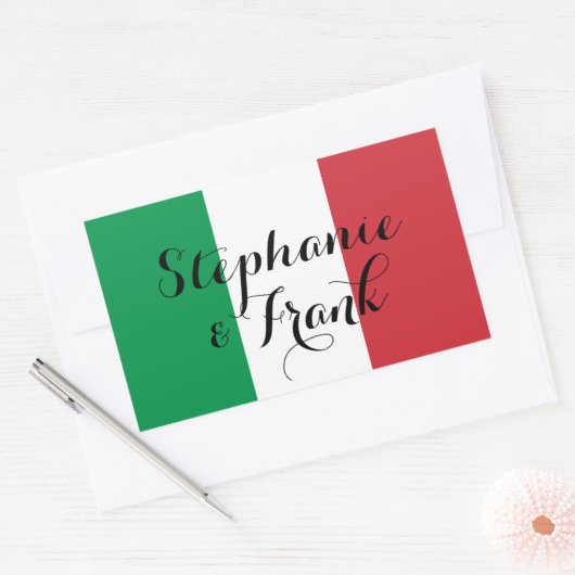 Italiaanse vlag kleuren bruiloft rechthoekige sticker (Envelop)