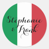 Italiaanse vlag kleuren bruiloft ronde sticker (Voorkant)