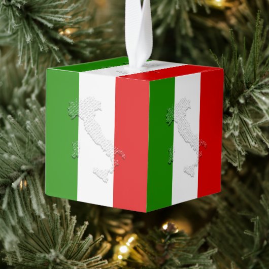 Italiaanse vlag kubus ornament (Boom)