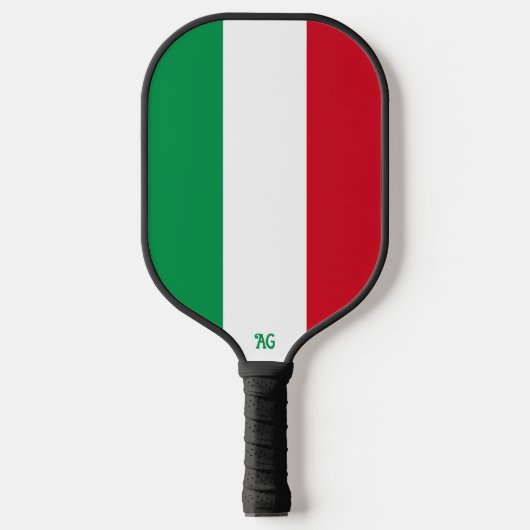 Italiaanse vlag met je Initialen Pickleball Paddle (Voorkant)