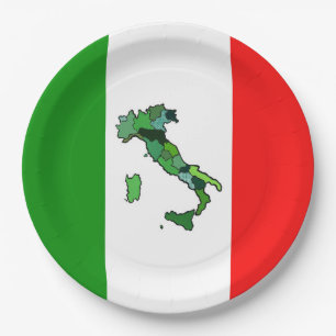 Italiaanse vlag met kaart van Italië Papieren Bordje
