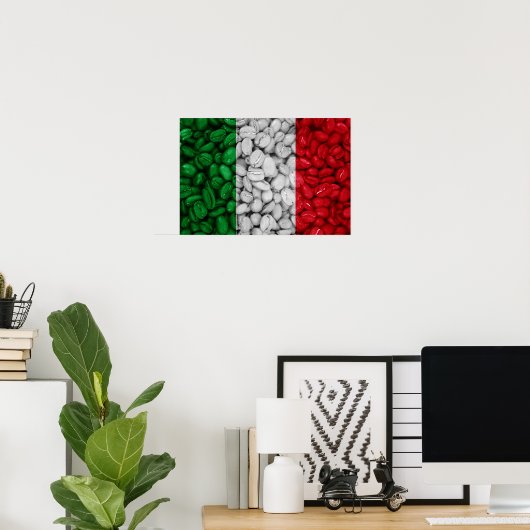 Italiaanse vlag met koffie poster (Thuiskantoor)