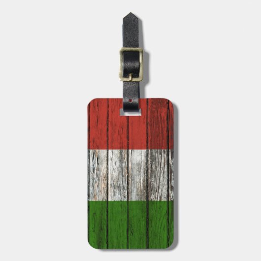Italiaanse vlag met ruw houtachtig effect bagagelabel (Voorkant verticaal)