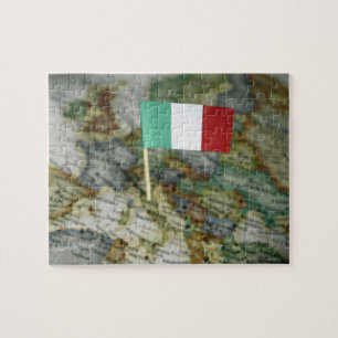 Italiaanse vlag op kaart legpuzzel