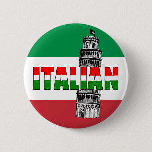 Italiaanse vlag Pisa Ronde Button 5,7 Cm
