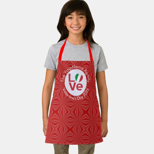 Italiaanse vlag Rood LOVE Aangepaste Kinderen Schort (Insitu)