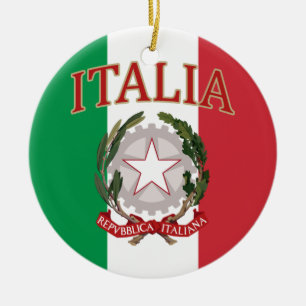 Italiaanse vlag t-shirt voor het wapenschild keramisch ornament