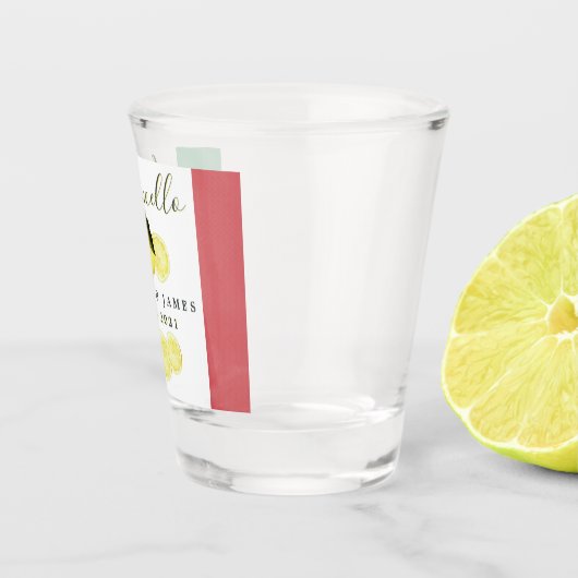 Italiaanse vlag Trouwdatum Uw namen Limoncello Shot Glas (Rechts)