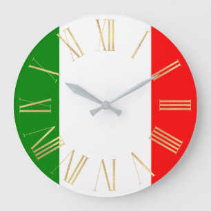 Italiaanse Vlag van Italië met Gouden Romeinse Cij Grote Klok