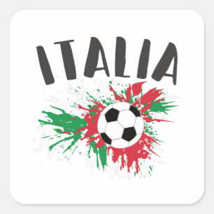 Italiaanse vlag Voetbal Grunge Vierkante Sticker