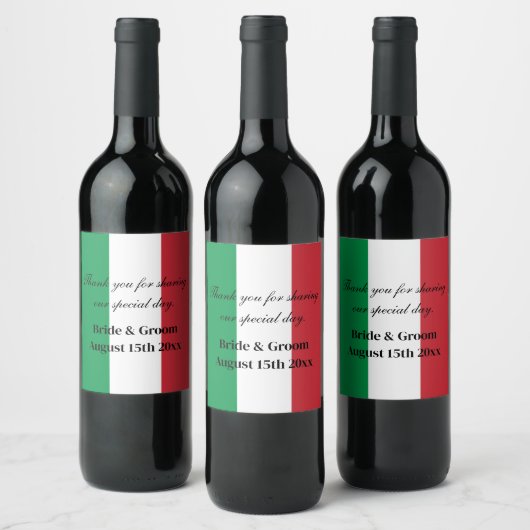 Italiaanse vlag wijn fles label voor bruiloft wijn etiket (Flessen)
