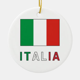 Italiaanse Vlag & Woord Keramisch Ornament