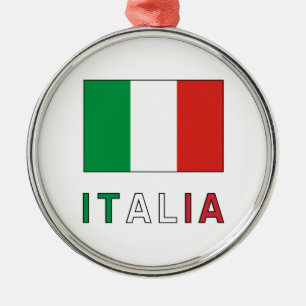 Italiaanse Vlag & Woord Metalen Ornament
