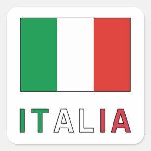 Italiaanse Vlag & Woord Vierkante Sticker
