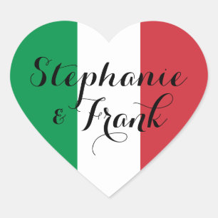 Italiaanse vlagkleuren bruiloft hart sticker