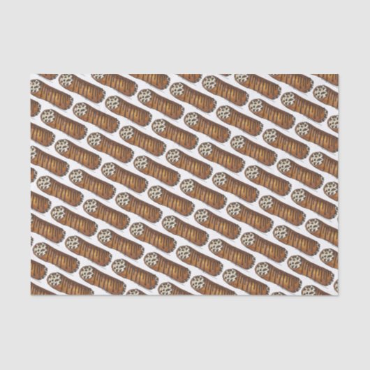 Italiaanse voedselbakkerij chocolade Chip Cannoli Tissuepapier (Voorkant)