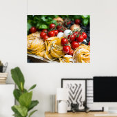 Italiaanse voedselpasta Tomato Basil Poster (Thuiskantoor)