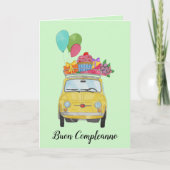 Italiaanse vogelretro Fiat 500 Kaart (Voorkant)