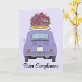 Italiaanse vogelretro Fiat 500 Kaart (Gele Bloem)