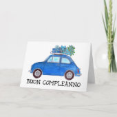 Italiaanse vogelretro Fiat 500 Kaart (Voorkant)