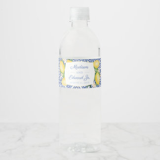 Italiaanse Vrijgezellenfeest Lemons Blue White Teg Waterfles Etiket