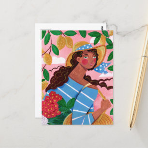 Italiaanse vrouw zomer strandvakantie briefkaart