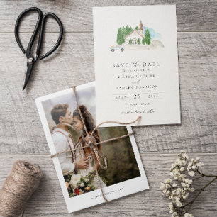 Italiaanse Waterverf: Foto van Save the Date Kaart