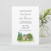 Italiaanse Waterverf Villa Wedding Kaart (Staand voorkant)