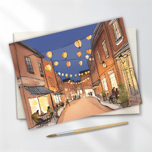 Italiaanse wijk North End Boston MA Aquarel Briefkaart