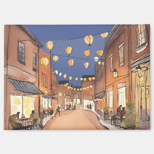 Italiaanse wijk North End in Boston in waterverf Magneet