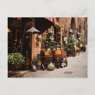 Italiaanse wijnwinkel in Montepulciano, Toscane Briefkaart