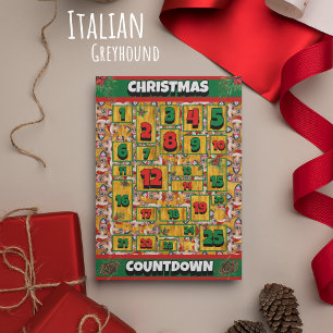 Italiaanse Windhond Countdown Kerstmis Advent Feestdagenkaart