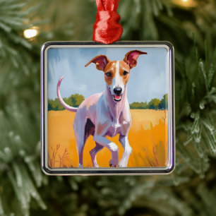 Italiaanse Windhond Honden Waterverfschilderij Metalen Ornament